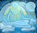 private collection
bee goddess
8x8 inches
winged female figure acrylic painting on wood