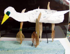 mixed media heron sculpture/marine art