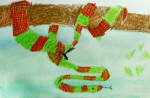 snake in tree oil pastel watercolor resist