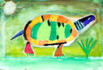 rainbow turtle oil pastel watercolor resist
